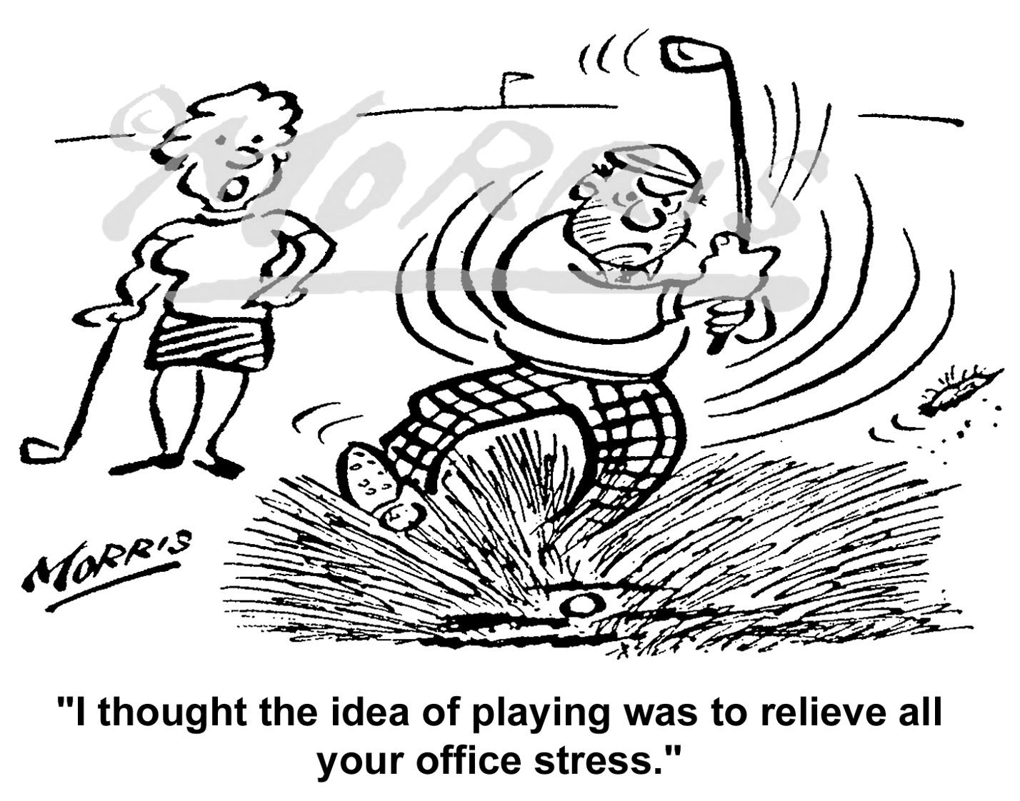 Stress in the office and workplace cartoon, Golf cartoon, golfing cartoon, golf cartoons, golfing cartoons, golf comic, golfing comic, golf course cartoon, shareholders cartoon, golf club cartoon